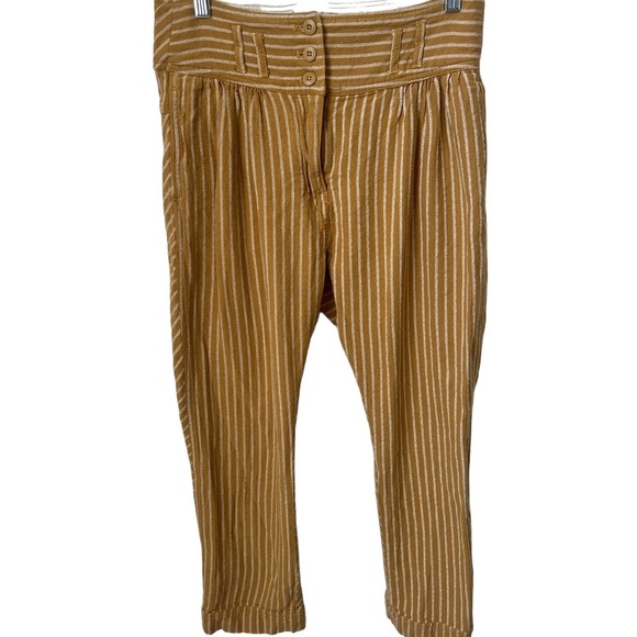 Free People Rumors Textured Harem Pants 100% Cotton Yellow/White Size 4 - Picture 3 of 6